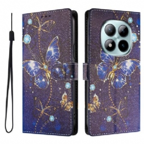 Leren Hoesje Xiaomi Redmi Note 15 Pro Plus 5g Kostbare Vlinders Bescherming Hoesje