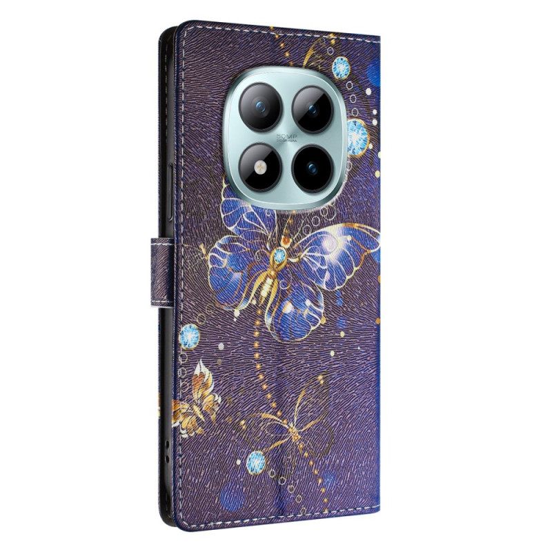 Leren Hoesje Xiaomi Redmi Note 15 Pro Plus 5g Kostbare Vlinders Bescherming Hoesje