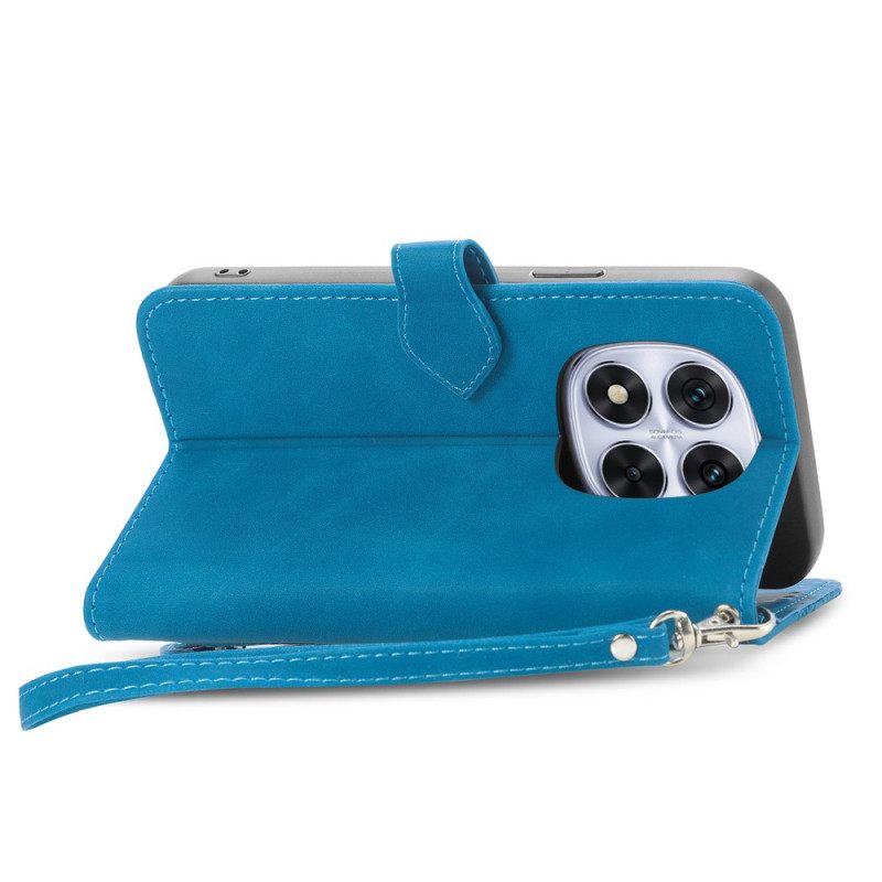 Leren Hoesje Xiaomi Redmi Note 15 Pro Plus 5g Suède-effect Met Bloemenpatroon