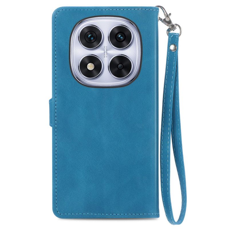 Leren Hoesje Xiaomi Redmi Note 15 Pro Plus 5g Suède-effect Met Bloemenpatroon