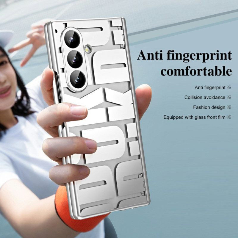Cover Hoesje Samsung Galaxy Z Fold 7 Telefoonhoesje Letterontwerp Met Schermbeschermer Van Gehard Glas