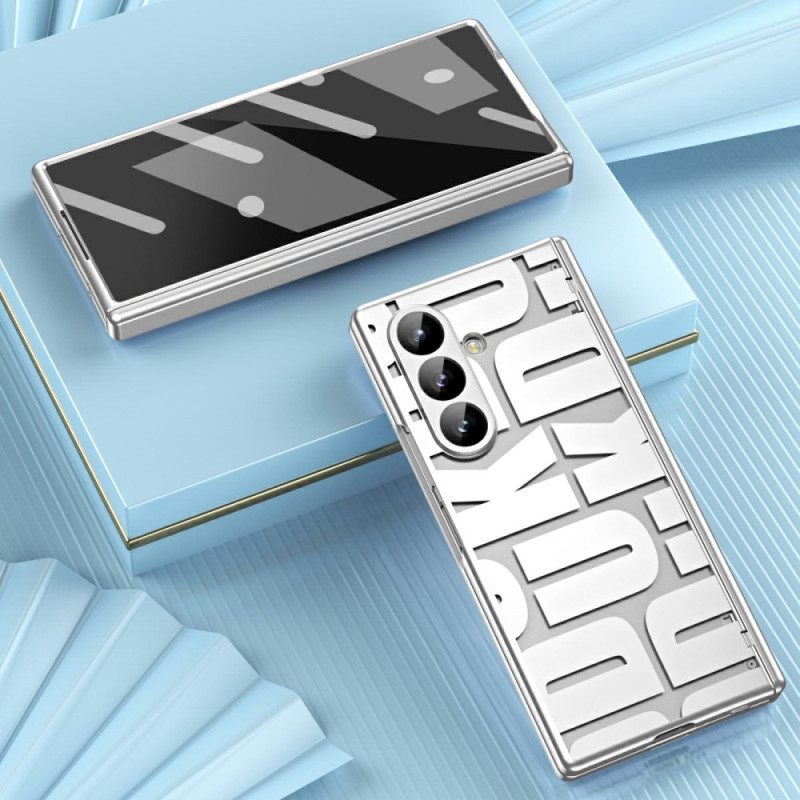 Cover Hoesje Samsung Galaxy Z Fold 7 Telefoonhoesje Letterontwerp Met Schermbeschermer Van Gehard Glas