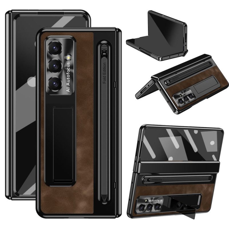 Cover Hoesje Samsung Galaxy Z Fold 7 Telefoonhoesje Standaard Met Lederlook En Stylushouder