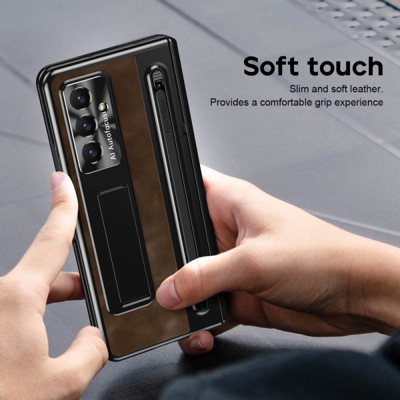 Cover Hoesje Samsung Galaxy Z Fold 7 Telefoonhoesje Standaard Met Lederlook En Stylushouder