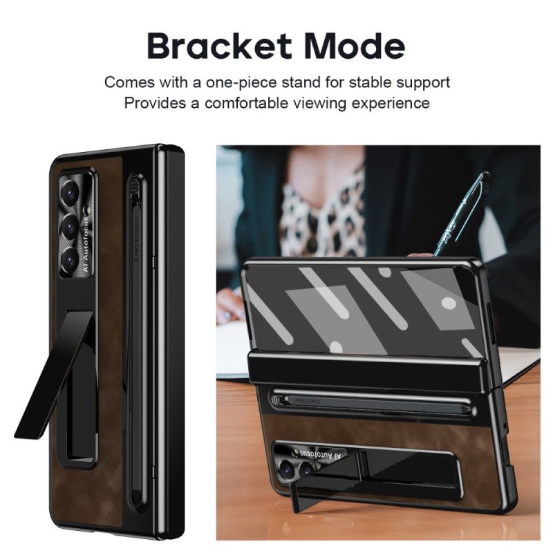 Cover Hoesje Samsung Galaxy Z Fold 7 Telefoonhoesje Standaard Met Lederlook En Stylushouder