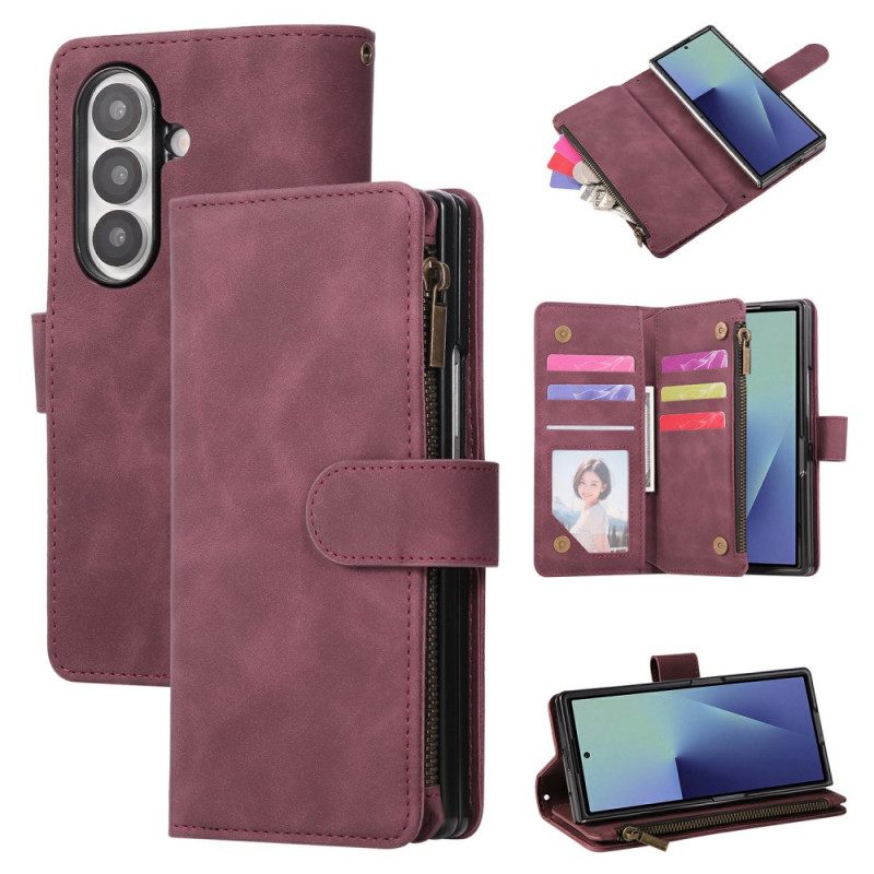 Folio-hoesje Samsung Galaxy Z Fold 7 Portemonnee Met Suède-look En Schouderband