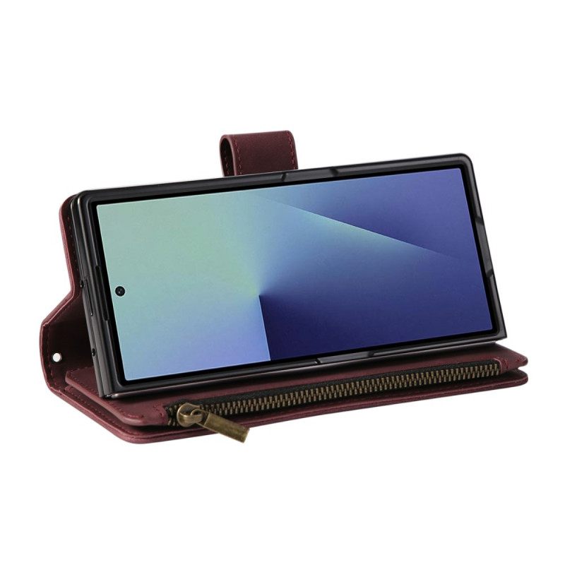 Folio-hoesje Samsung Galaxy Z Fold 7 Portemonnee Met Suède-look En Schouderband