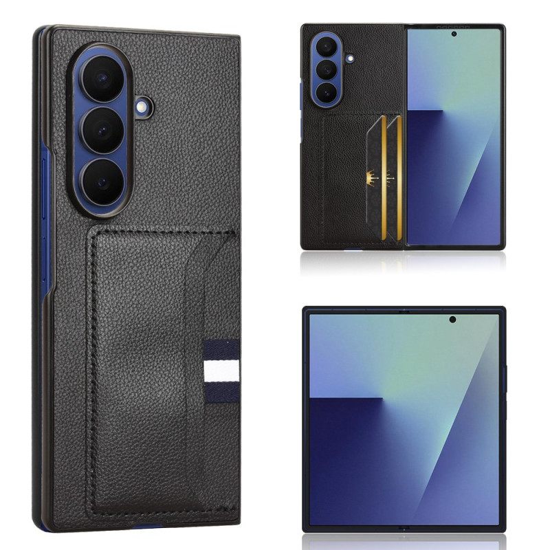 Hoesje Samsung Galaxy Z Fold 7 Lychee-textuur Met Kaarthouder