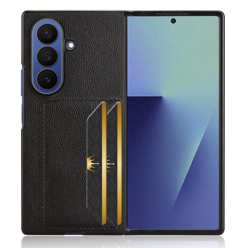 Hoesje Samsung Galaxy Z Fold 7 Lychee-textuur Met Kaarthouder