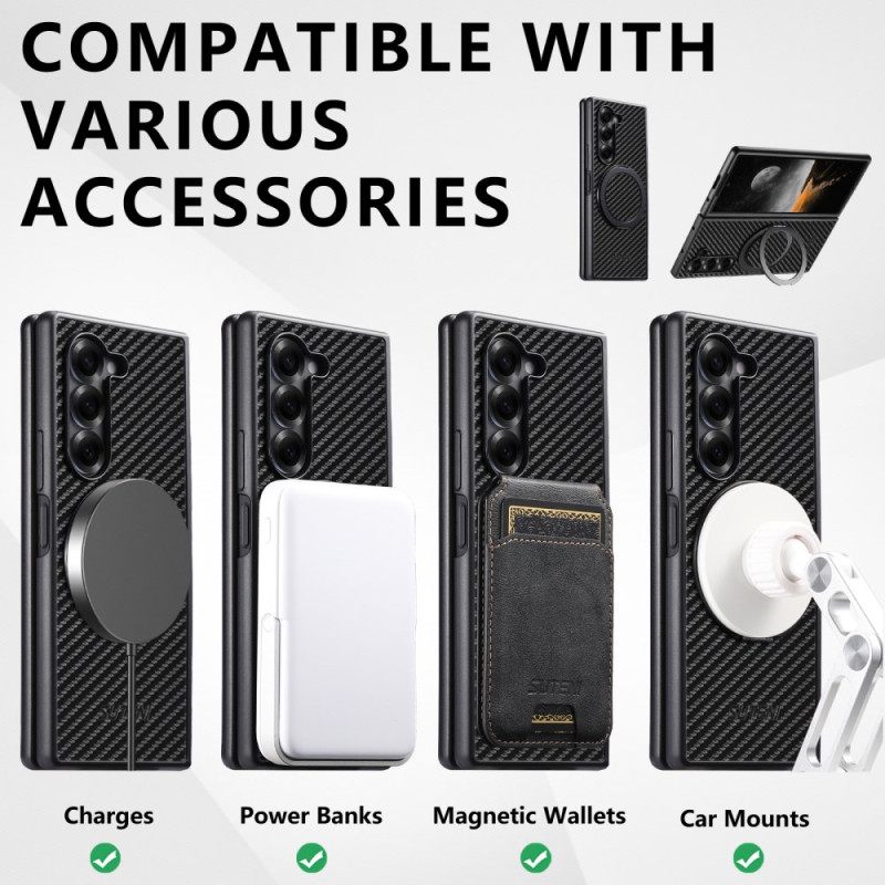 Hoesje Samsung Galaxy Z Fold 7 Magnetisch Scharnier Met Suteni Ringhouder