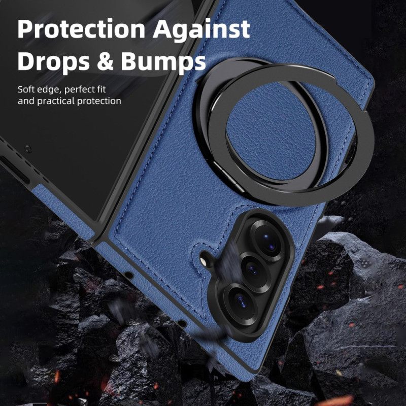 Hoesje Samsung Galaxy Z Fold 7 Magsafe-compatibel Lederlook Met Draaibare Ringhouder Bescherming Hoesje