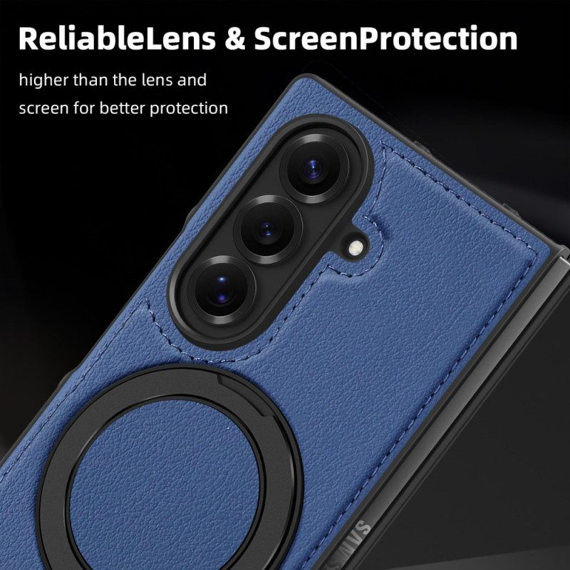 Hoesje Samsung Galaxy Z Fold 7 Magsafe-compatibel Lederlook Met Draaibare Ringhouder Bescherming Hoesje