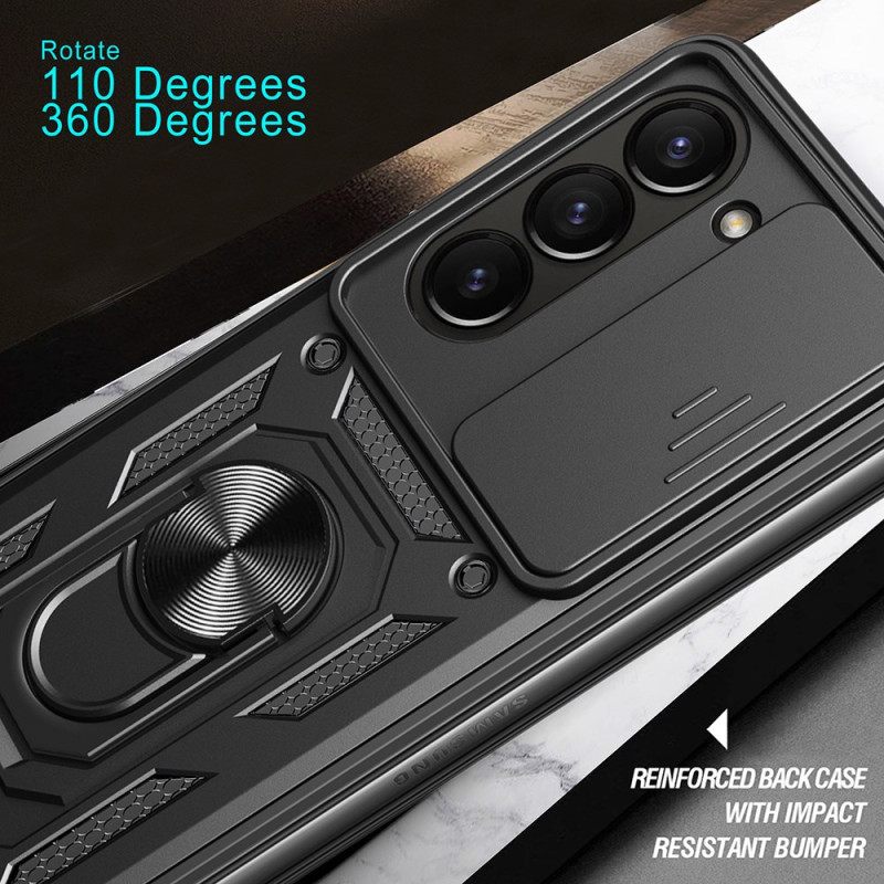 Hoesje Samsung Galaxy Z Fold 7 Ringhouder En Schuifbare Cameracover Bescherming Hoesje