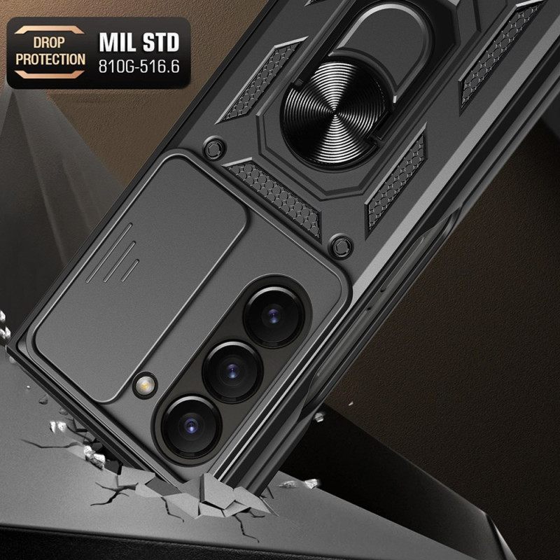 Hoesje Samsung Galaxy Z Fold 7 Ringhouder En Schuifbare Cameracover Bescherming Hoesje