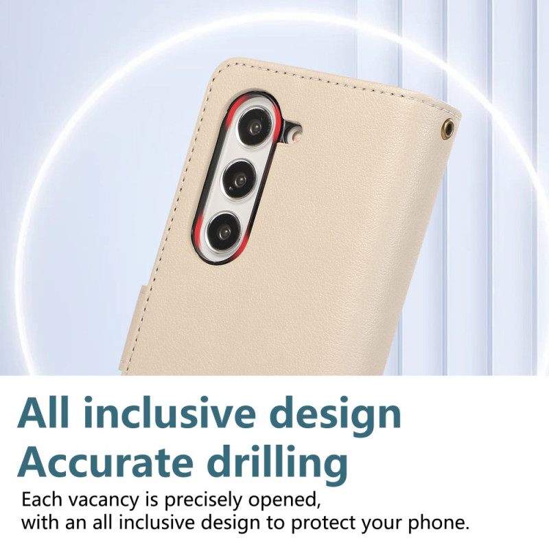 Leren Hoesje Samsung Galaxy Z Fold 7 Portemonnee Met Riempje