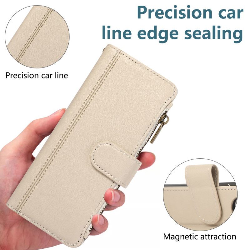 Leren Hoesje Samsung Galaxy Z Fold 7 Portemonnee Met Riempje