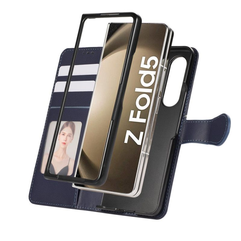 Leren Hoesje Samsung Galaxy Z Fold 7 Reliëfpatroon Met Riempje