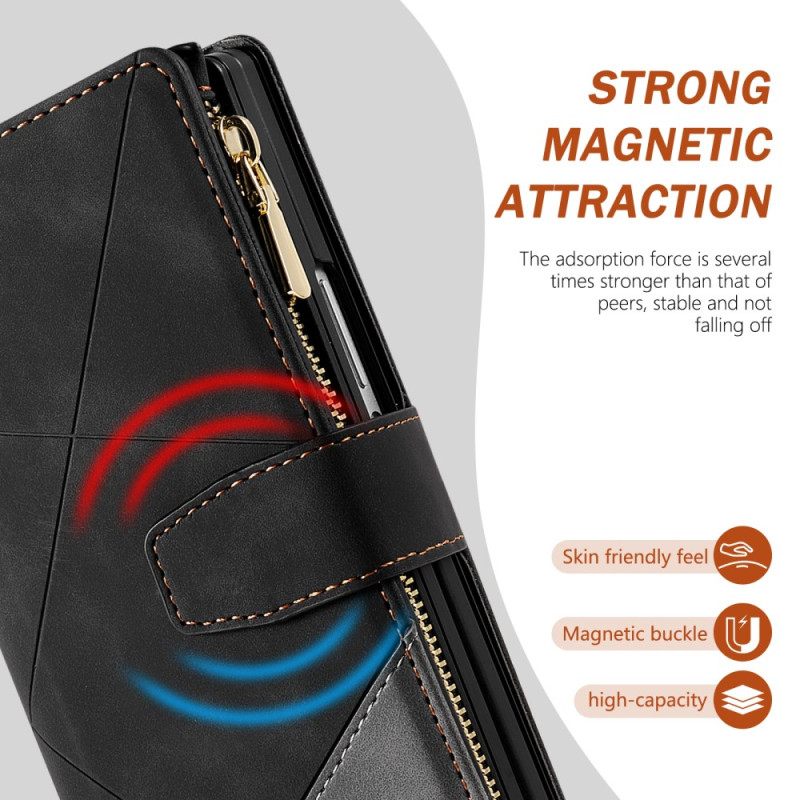 Leren Hoesje Samsung Galaxy Z Fold 7 Tweekleurige Portemonnee Bescherming Hoesje