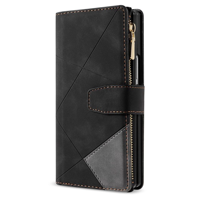 Leren Hoesje Samsung Galaxy Z Fold 7 Tweekleurige Portemonnee Bescherming Hoesje