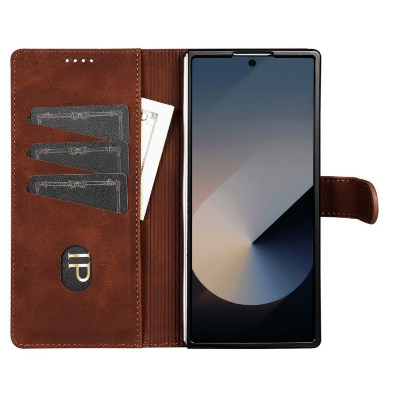 Leren Hoesje Voor Samsung Galaxy Z Fold 7 Azns Suède-effect