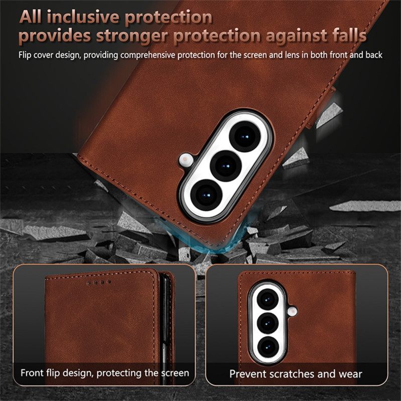 Leren Hoesje Voor Samsung Galaxy Z Fold 7 Azns Suède-effect