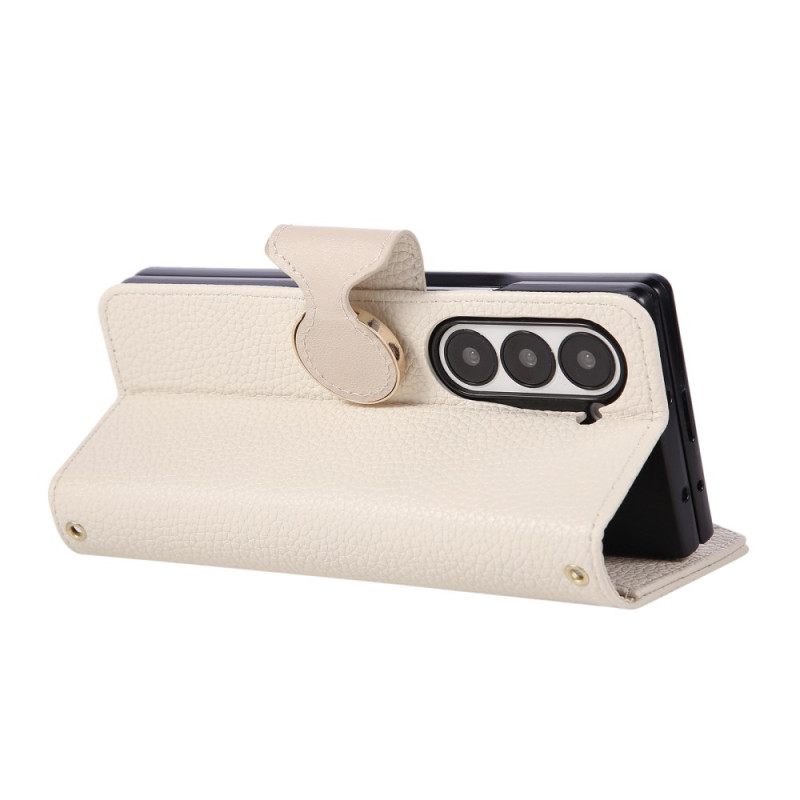 Leren Hoesje Voor Samsung Galaxy Z Fold 7 Vintage Design