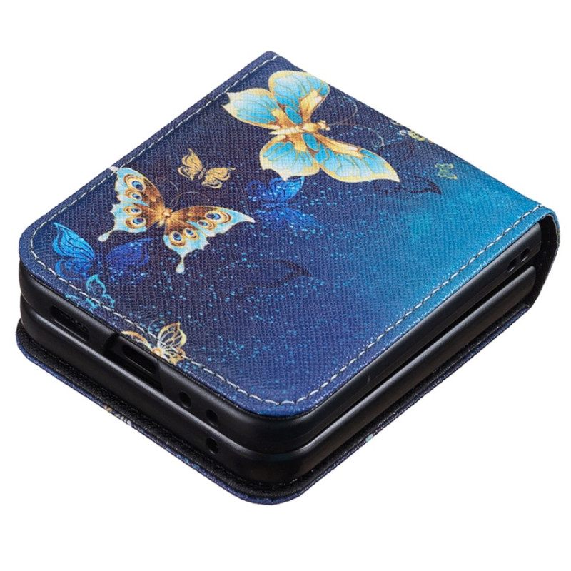 Case Hoesje Samsung Galaxy Z Flip 7 Fe Telefoonhoesje Gouden Vlinders