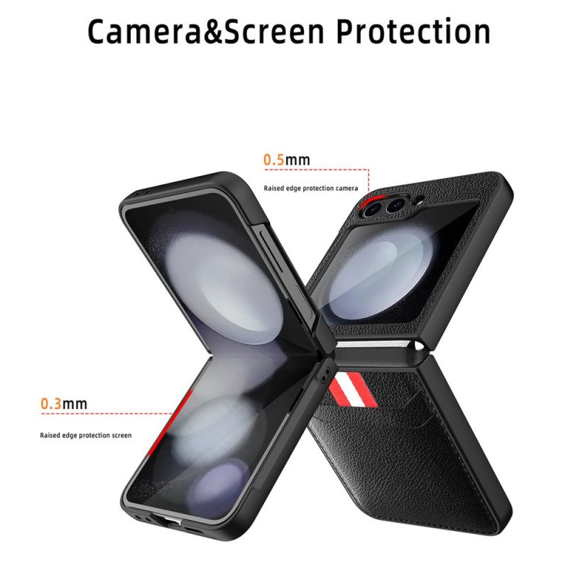 Case Hoesje Samsung Galaxy Z Flip 7 Fe Telefoonhoesje Kaarthouder Met Lychee-textuur