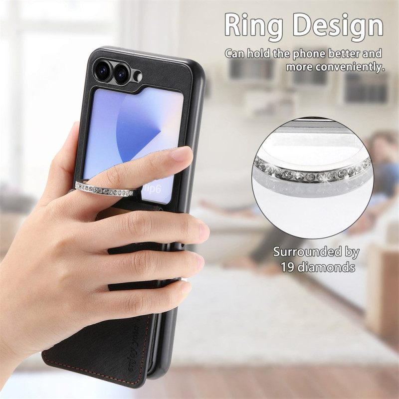 Case Hoesje Samsung Galaxy Z Flip 7 Fe Telefoonhoesje Suède-effect Met Kaarthouder