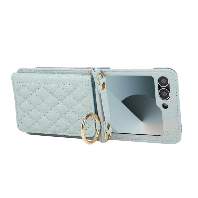 Cover Hoesje Samsung Galaxy Z Flip 7 Fe Telefoonhoesje Gewatteerd Met Schouderband