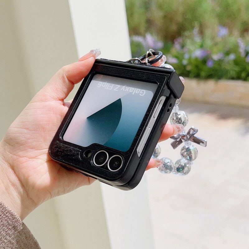 Cover Hoesje Samsung Galaxy Z Flip 7 Fe Telefoonhoesje Kunstleer En Originele Polsband