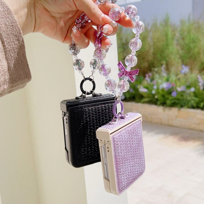 Cover Hoesje Samsung Galaxy Z Flip 7 Fe Telefoonhoesje Kunstleer En Originele Polsband