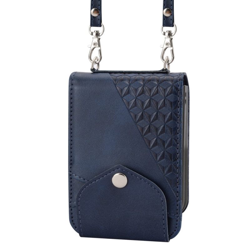 Cover Hoesje Samsung Galaxy Z Flip 7 Fe Telefoonhoesje Kunstleren Rand Met Schouderband