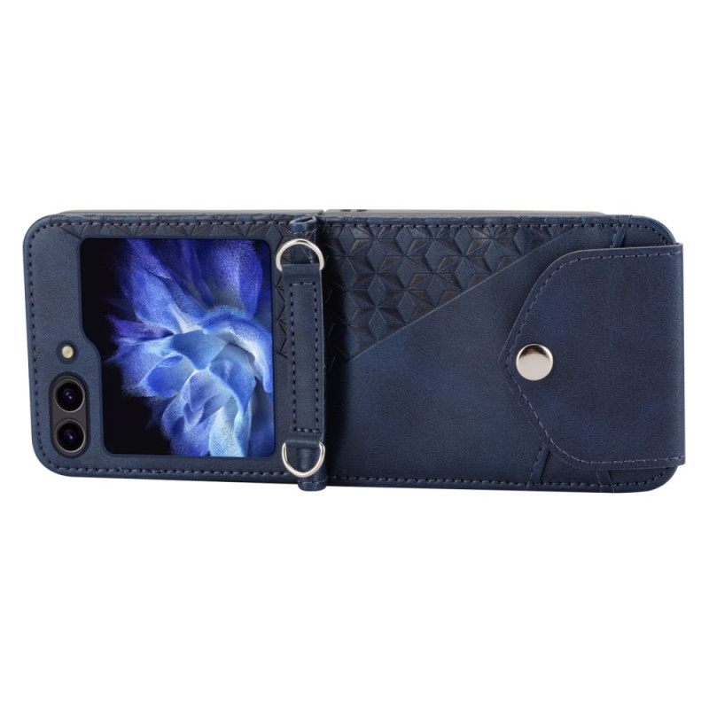 Cover Hoesje Samsung Galaxy Z Flip 7 Fe Telefoonhoesje Kunstleren Rand Met Schouderband