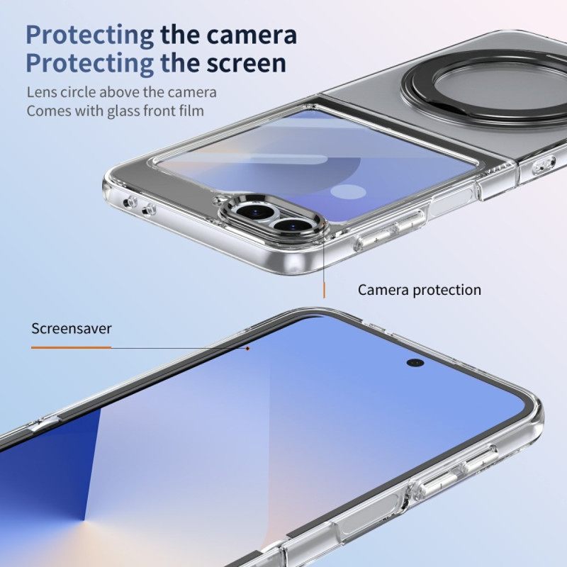 Cover Hoesje Samsung Galaxy Z Flip 7 Fe Telefoonhoesje Magnetische Standaard En Hd-schermbeschermer