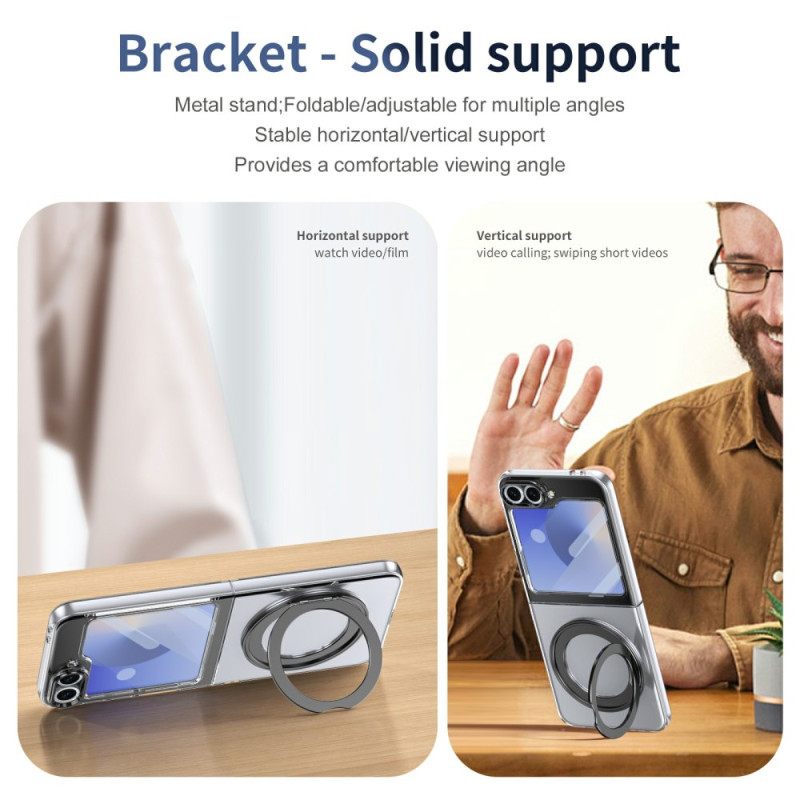 Cover Hoesje Samsung Galaxy Z Flip 7 Fe Telefoonhoesje Magnetische Standaard En Hd-schermbeschermer