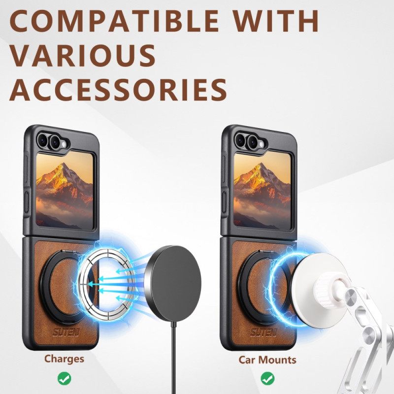 Cover Hoesje Samsung Galaxy Z Flip 7 Fe Telefoonhoesje Magsafe-compatibel Met Suteni Ringhouder