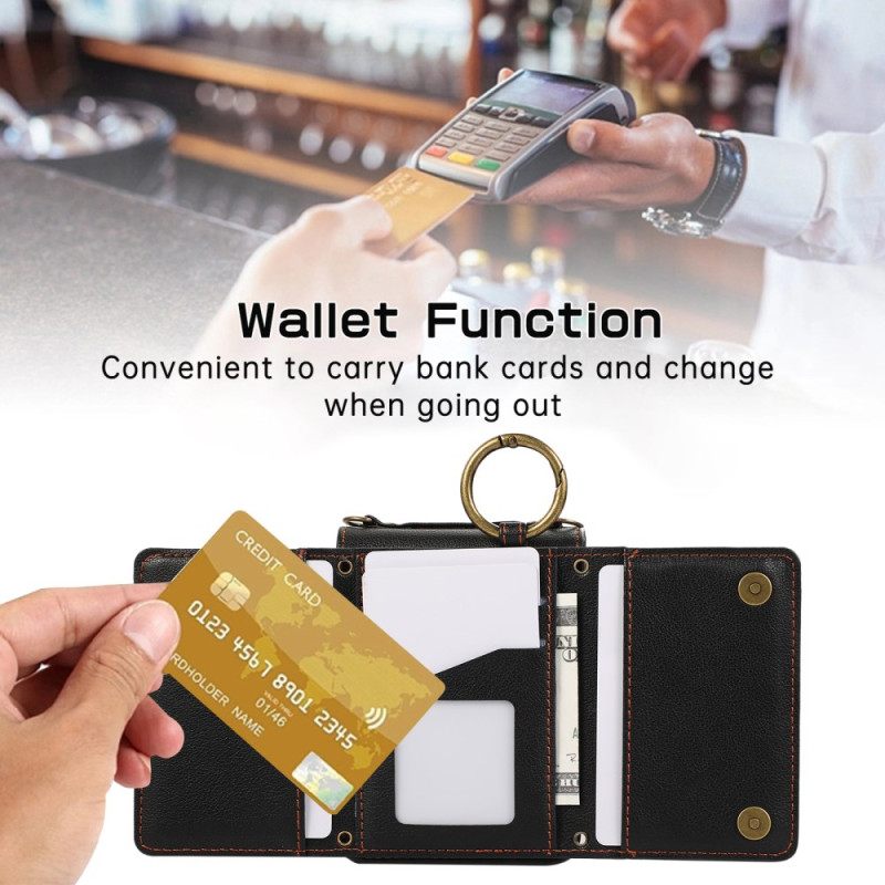 Cover Hoesje Samsung Galaxy Z Flip 7 Fe Telefoonhoesje Portemonnee Met Rits En Schouderband