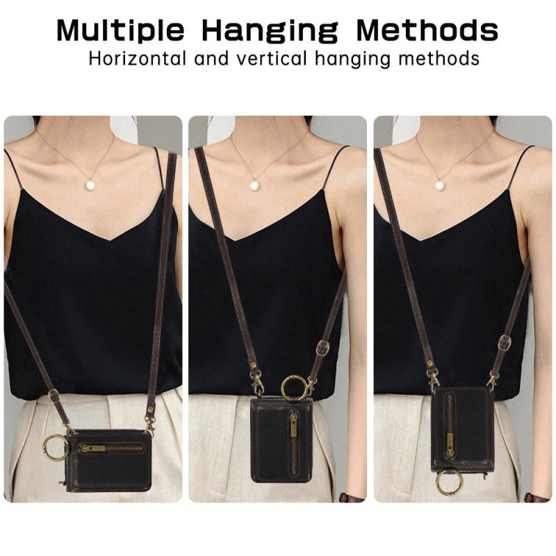 Cover Hoesje Samsung Galaxy Z Flip 7 Fe Telefoonhoesje Portemonnee Met Rits En Schouderband