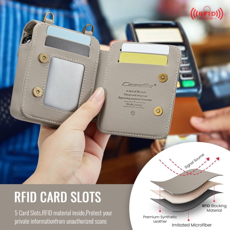 Hoesje Case Samsung Galaxy Z Flip 7 Fe Telefoonhoesje Rfid-portemonnee Met Schouderband