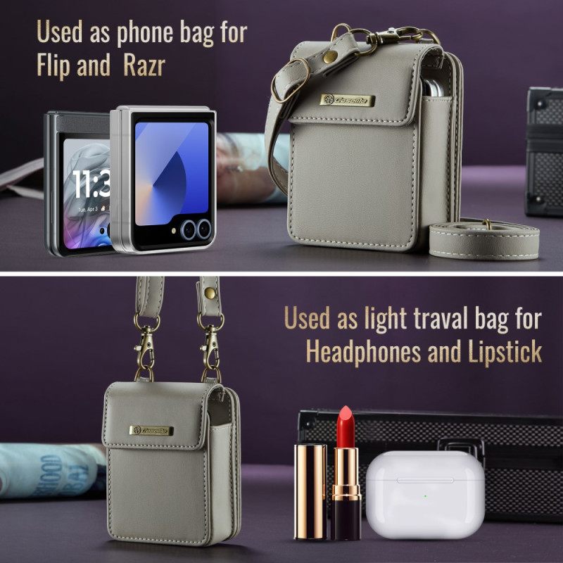 Hoesje Case Samsung Galaxy Z Flip 7 Fe Telefoonhoesje Rfid-portemonnee Met Schouderband