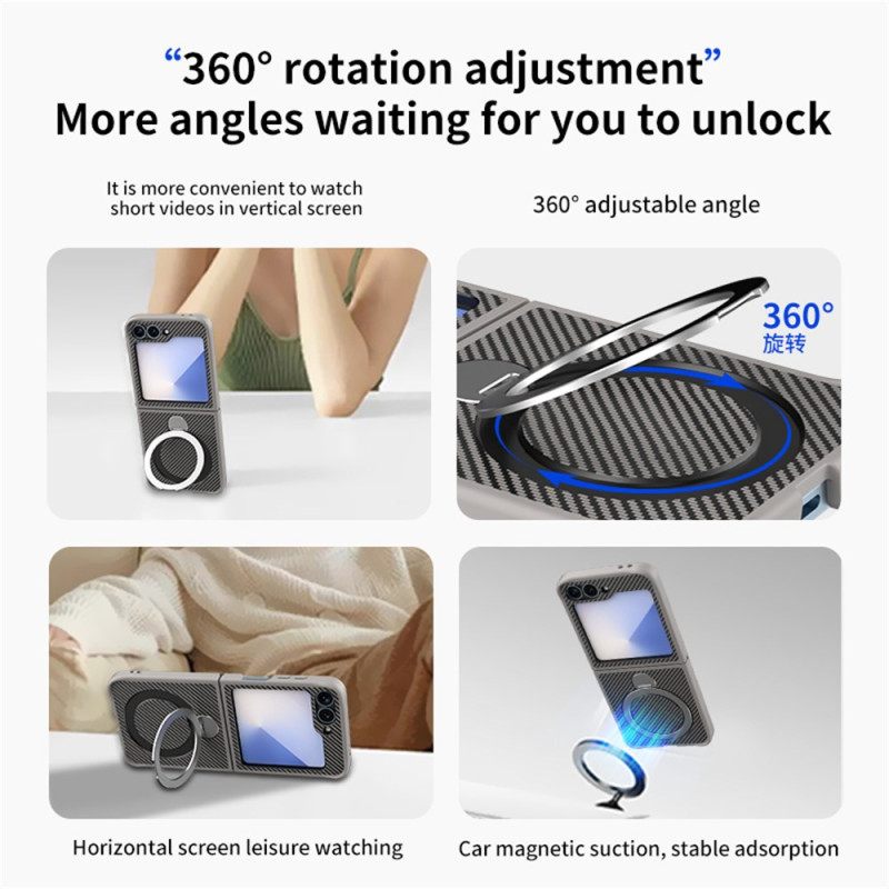 Hoesje Samsung Galaxy Z Flip 7 Fe Carbonvezeldesign Met Magnetische Standaard