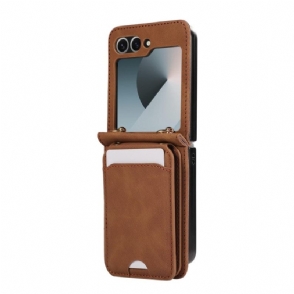 Hoesje Samsung Galaxy Z Flip 7 Fe Kaarthouder En Schouderband Bescherming Hoesje