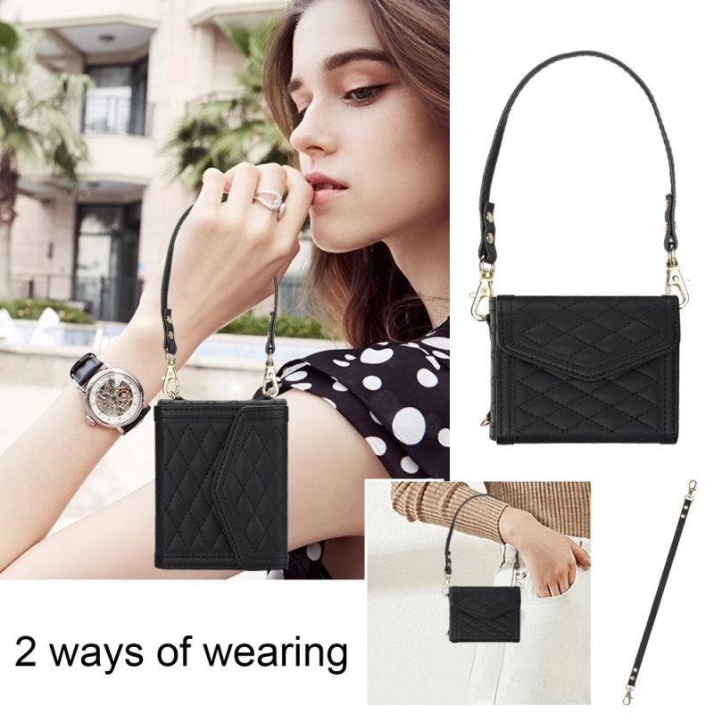 Hoesje Samsung Galaxy Z Flip 7 Fe Kaarthouder Schouderband En Draagkoord Bescherming Hoesje