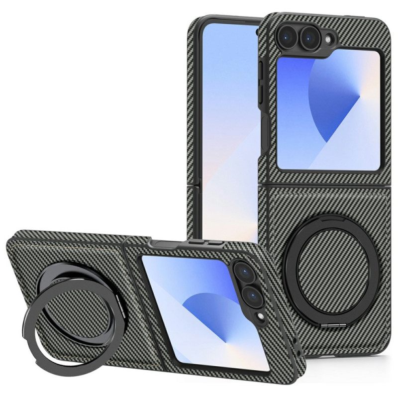 Hoesje Samsung Galaxy Z Flip 7 Fe Magnetisch Met Koolstofvezel En Standaard