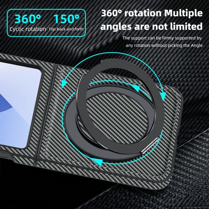 Hoesje Samsung Galaxy Z Flip 7 Fe Magnetisch Met Koolstofvezel En Standaard