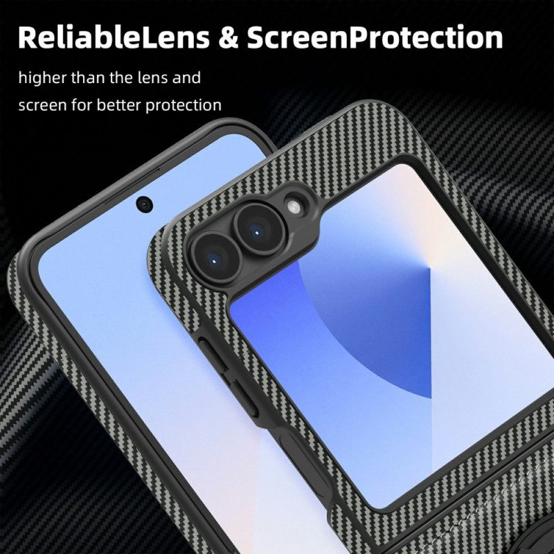 Hoesje Samsung Galaxy Z Flip 7 Fe Magnetisch Met Koolstofvezel En Standaard