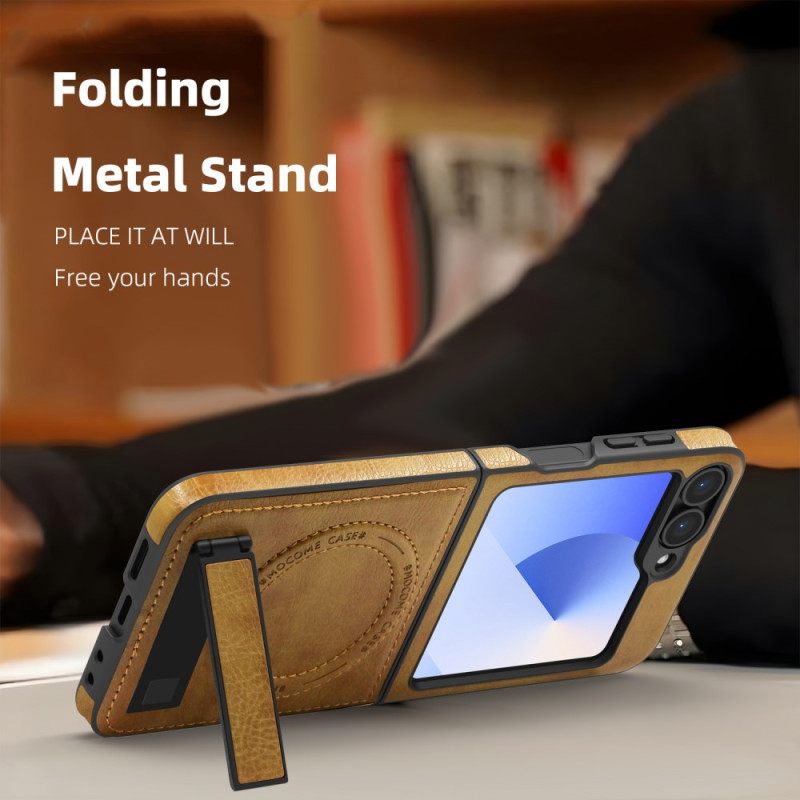 Hoesje Samsung Galaxy Z Flip 7 Fe Magsafe-compatibele Standaard Met Lederlook