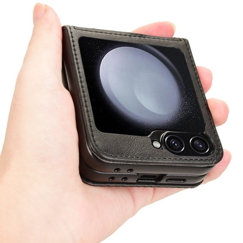 Hoesje Samsung Galaxy Z Flip 7 Fe Retro Leren Kaarthouder