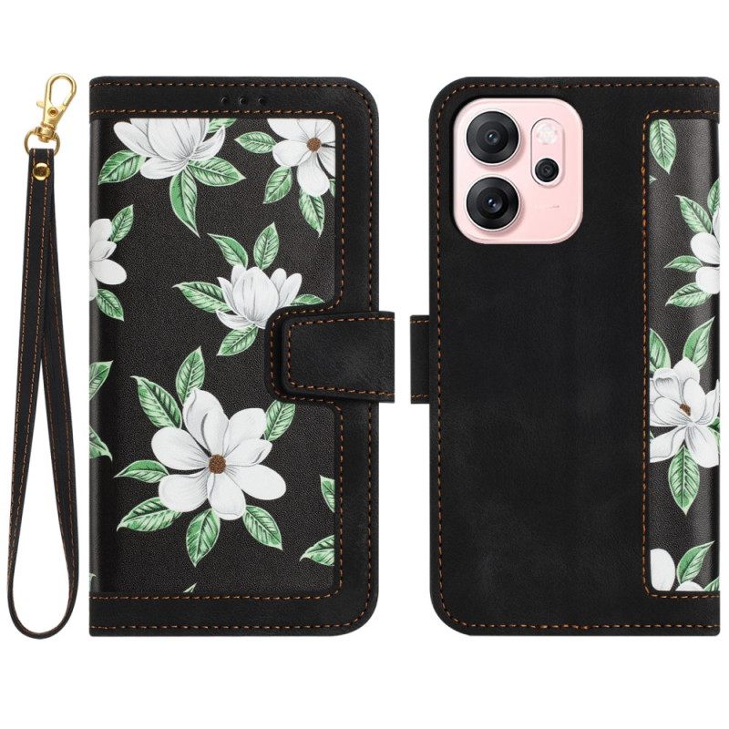 Bescherming Hoesje Oppo Reno 14f 5g Bloemen Met Koord